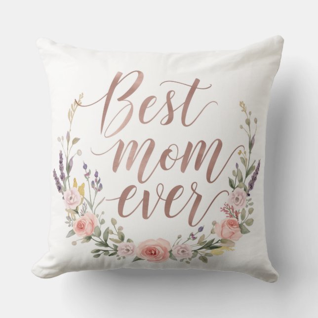 Melhor Mãe de Todos – Almofada de Arremesso Floral (Frente)