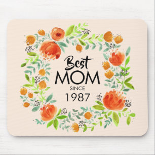 Melhor Mãe Desde Watercolor Floral Mousepad
