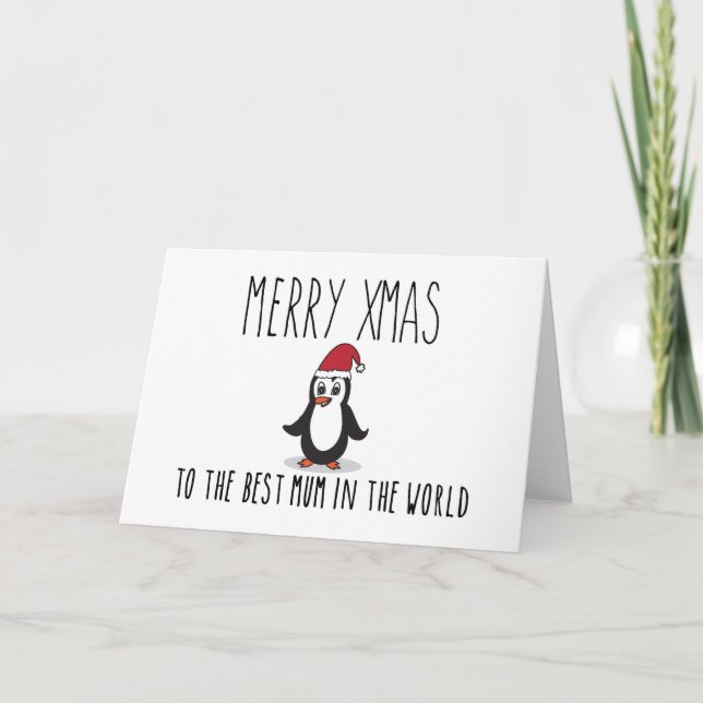 Melhor Mãe do Cartão de Natal do Merry Xmas Pengui (Frente)