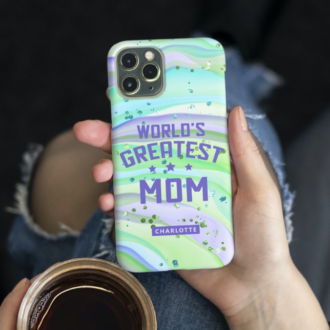 Melhor Mãe do Mundo Dia das Mães Brilho Verde  (Criador carregado)