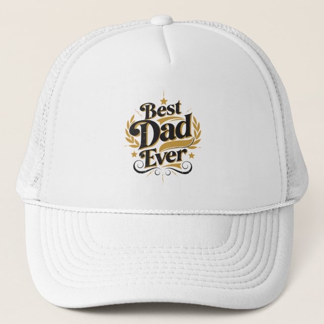 Melhor Pai de Todos - Elegante Boné Trucker Dourad (Frente)
