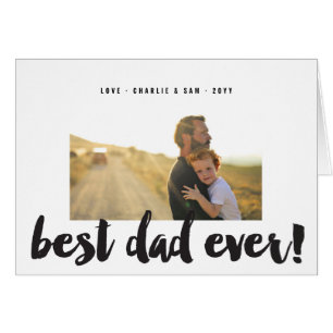 Melhor Pai do Mundo Cartão de Foto com Letra Calig