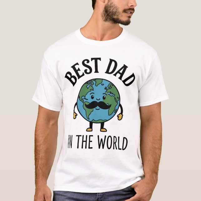 Melhor Pai do Mundo Earth Bigode Camisa Design_ (Frente)