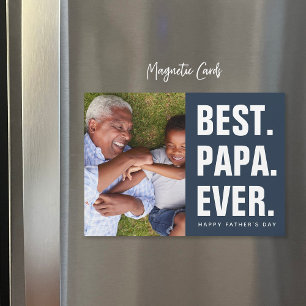 Melhor. Papá. Nunca. Cartão com fotos magnético