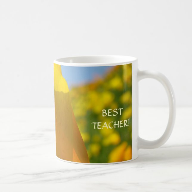 MELHOR PROFESSOR! Caneca de café presentes Flores  (Direita)