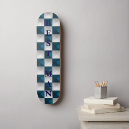 MELHOR skate Geométrico Blue Silver Patterno Azul