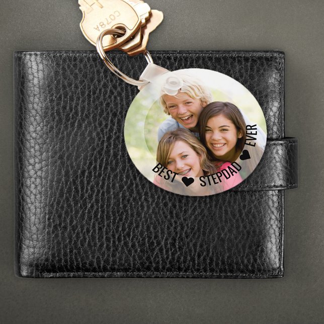 Melhor Stepdad Nunca Feliz Chaveiro de Fotografia  (Criador carregado)