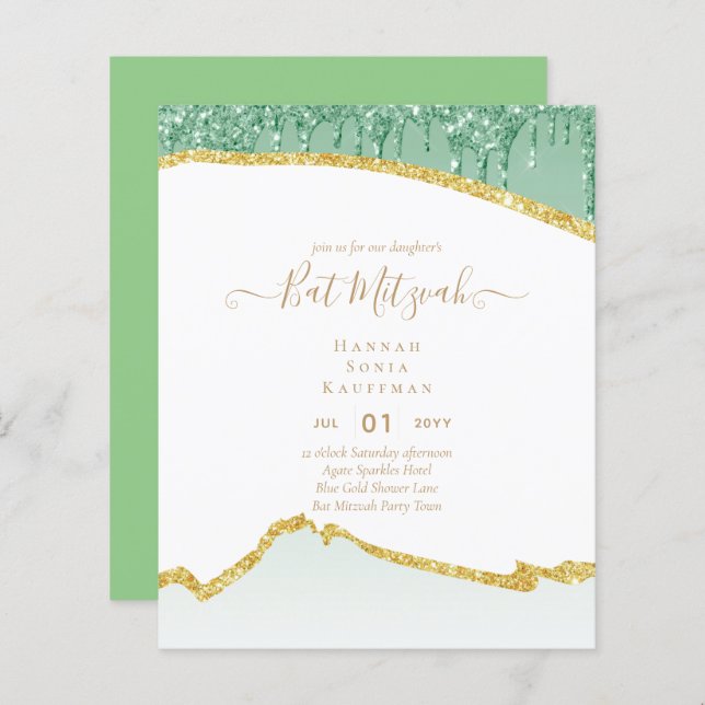 Melhor Valor Agate Glitter BAT Invasões MITZVAH (Frente/Verso)