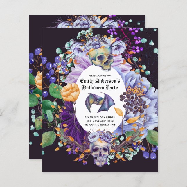 Melhor Valor HALLOWEEN Convide Skulls Pumpkins Orç (Frente/Verso)