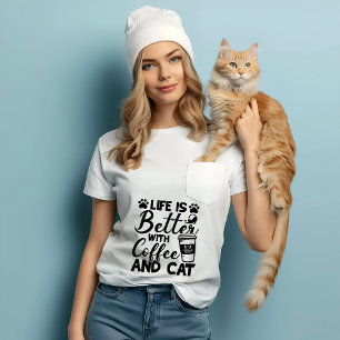 Melhor vida com café e gato, melhor camiseta de pr