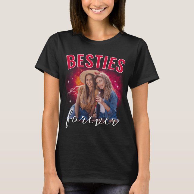 Melhores Amigas Foto Personalizada Camiseta Bootle (Frente)