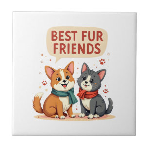 Melhores Amigos de Pelos Vintage Gato e Cachorro C