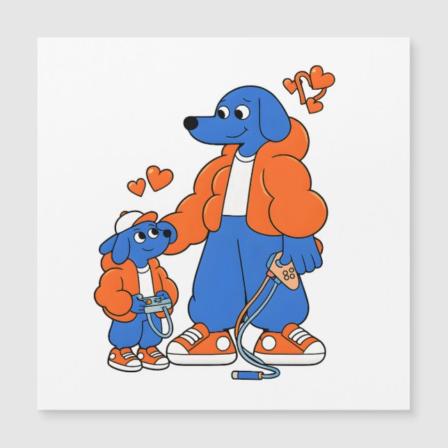 Melhores Amigos: Duo Pai e Filho Blue Dog (Laranja (Frente)