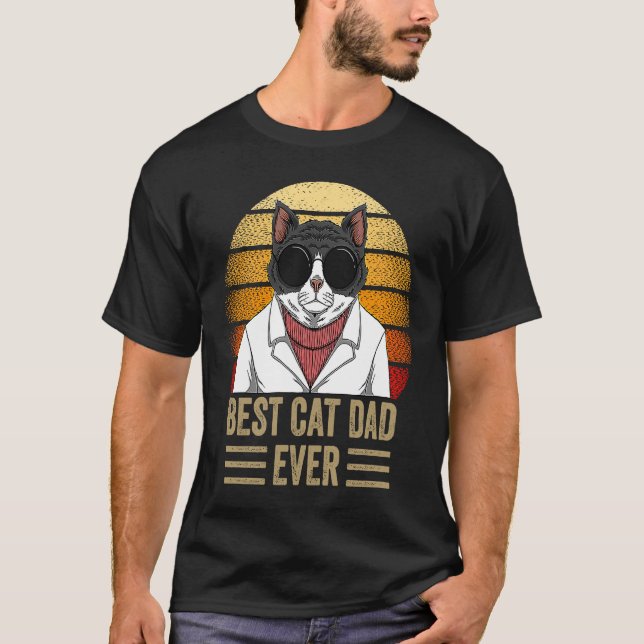 Melhores Camisetas Cad Dad Ever Resfriar Pai Gato  (Frente)