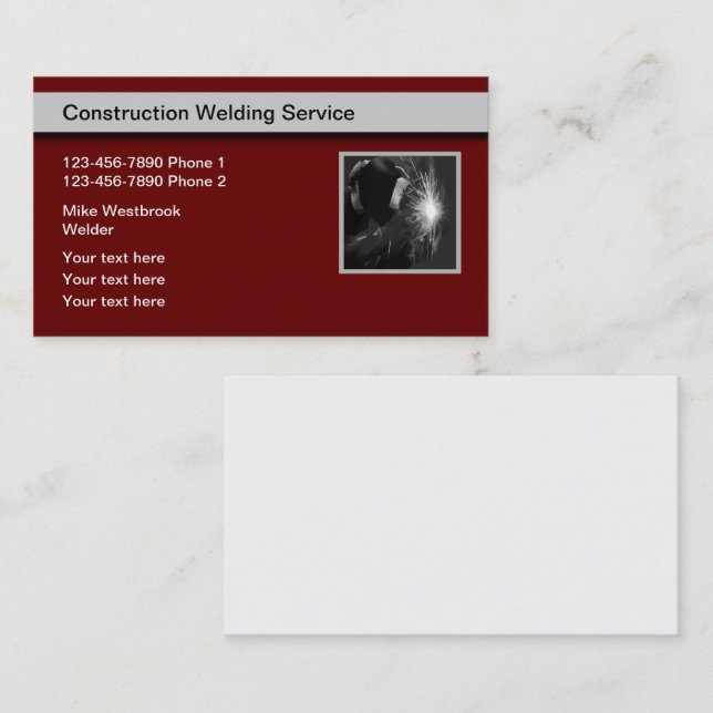 Melhores Cartões de visitas do Serviço de Soldadur (Frente/Verso)