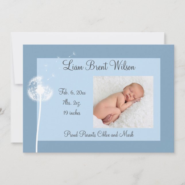 Melhores Desejos!! Anúncio de nascimento 1 (azul) (Frente)