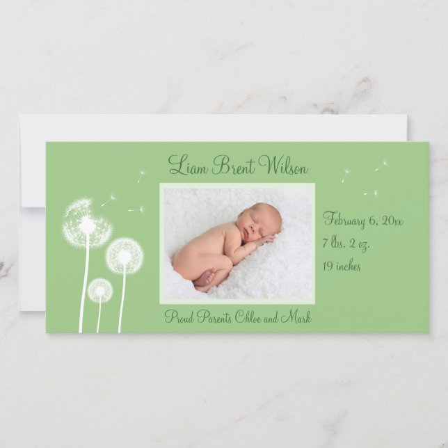 Melhores Desejos!! Anúncio de nascimento 2 (verde) (Frente)