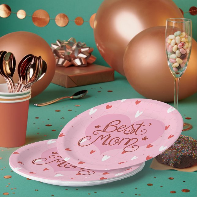 Melhores Pratos de Papel Rosa para Mãe (Múltiplo)