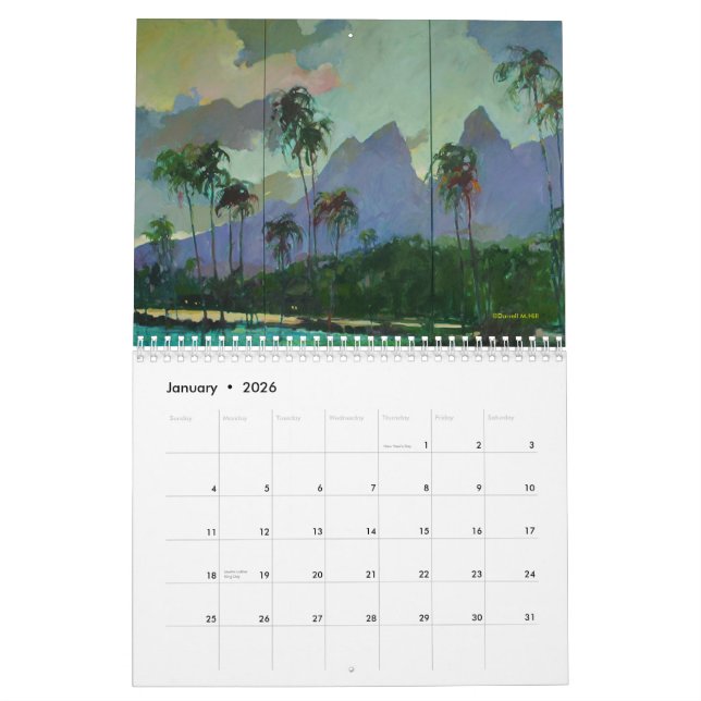Melodia tropical, calendário da pintura do monte (Jan 2026)