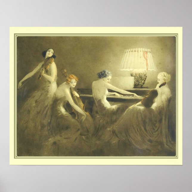 "Melody Hour" Art Deco Impressão por Louis Icart (Frente)