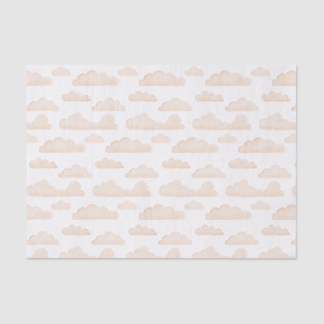 Melon Dreamtime Watercolor Clouds Papel Tecido (Frente )