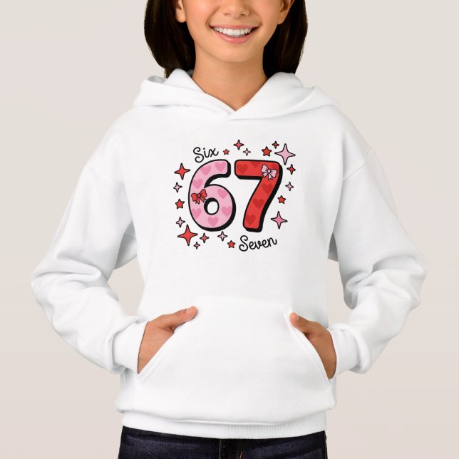 Meme Fofo Seis Sete – 6 7 Rosa e Vermelho com Cora (Frente)