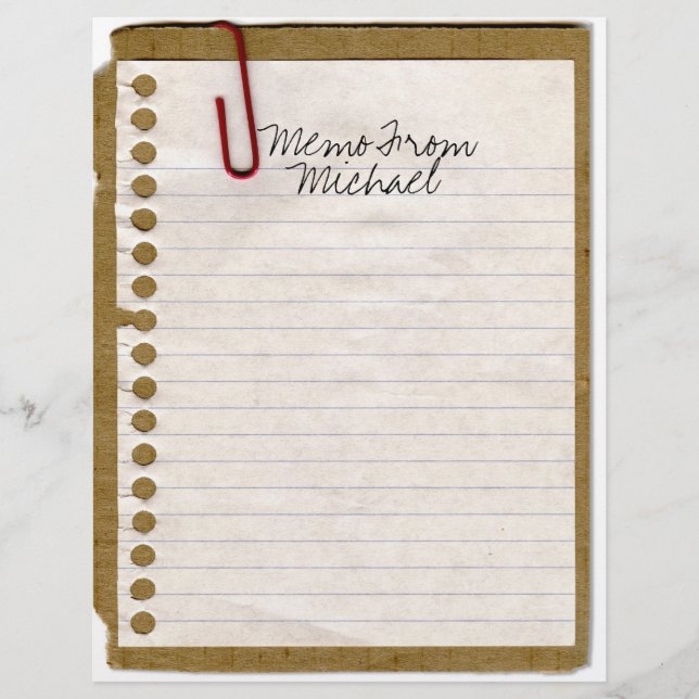 Memo de... Papel de Carta Personalizado (Frente)