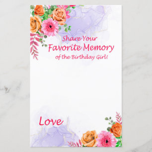 Memória Favorita das Flores da Menina do Aniversár