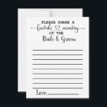 Memória Favorita de Cartões de Conselhos de Noiva<br><div class="desc">Compartilhe a memória favorita da noiva e do noivo nesses cartões de conselho minimalistas.</div>