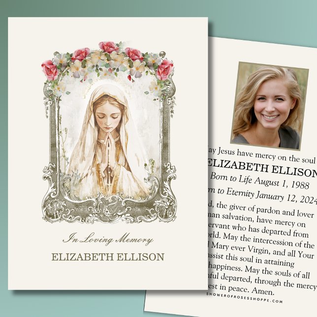 Memória Funeral Católica Mary Prayer Card (Criador carregado)