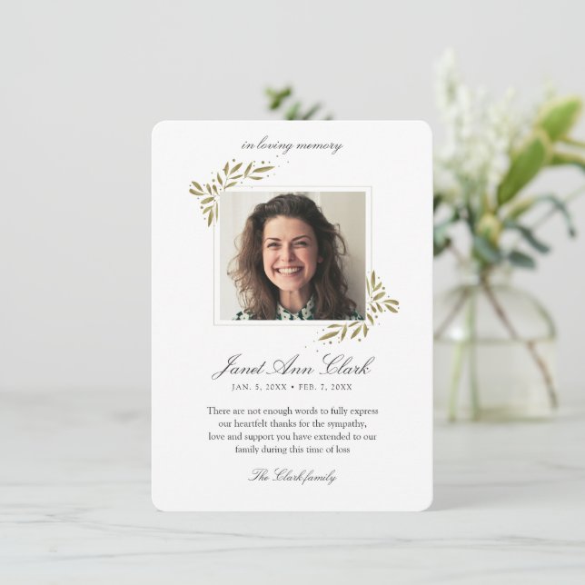 Memória Funeral Obrigado Cartão com fotos (Em pé/Frente)