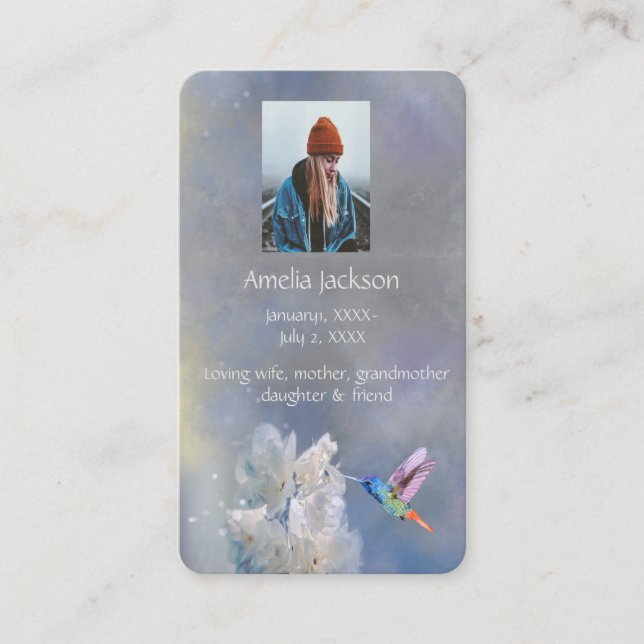 Memória Memorial Cartão Hummingbird Flores Brancas (Frente)