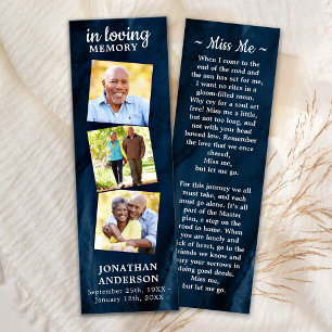 Memorial 3 Fotografia Funeral Prayer Bookmark Azul