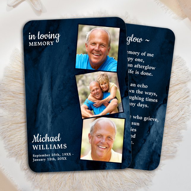 Memorial 3 Fotografia Funeral Prayer Card Blue Mar (Criador carregado)