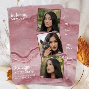 Memorial 3 Fotografia Funeral Prayer Cartão Rosa 