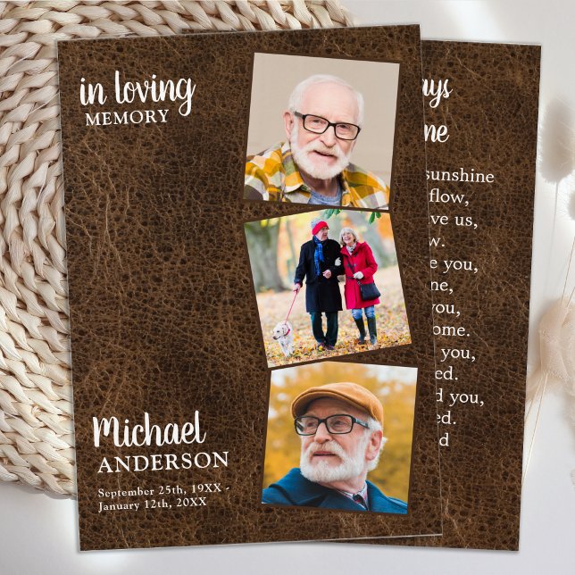Memorial 3 Fotografia Leather Funeral Prayer Card (Criador carregado)