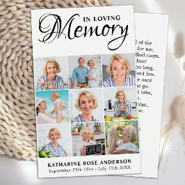 Memorial 9 Photo Collage Cartões de Oração Funerár