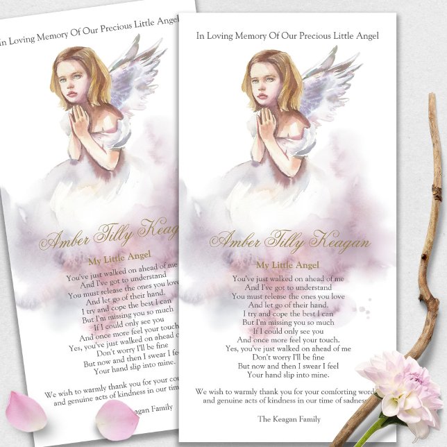 Memorial Angel Perda Funeral Obrigado Cartões (funeral thank you cards, bereavement, elegant, simple, celebration of life, sympathy card)