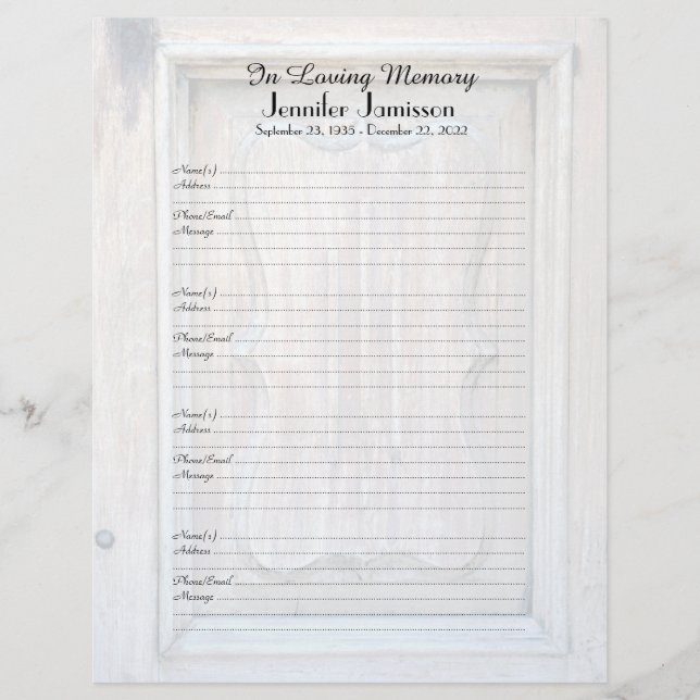 Memorial Book Filler Entrada Página Antiga Porta d (Frente)