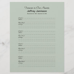 Memorial Book Filler Login Página 4 Nomes por Pági