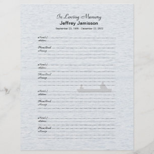 Memorial Book Filler Nome da Página de Entrada, Pe