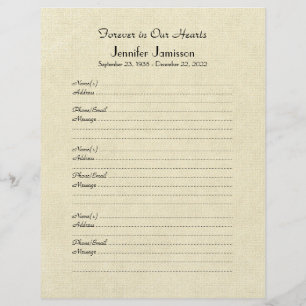 Memorial Book Filler Page, Creme Afastado