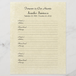 Memorial Book Filler Page, Creme em Papel