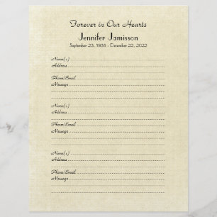 Memorial Book Filler Page, Creme em Papel