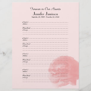 Memorial Book Filler Sign-in Page, Rosa no fundo