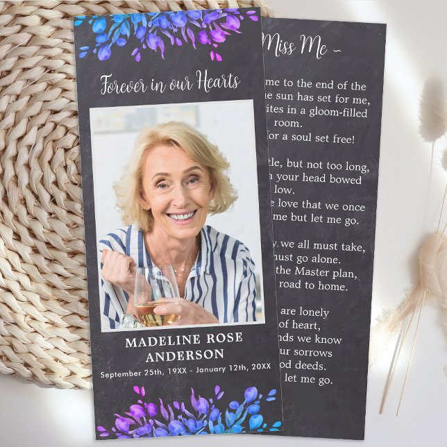 Memorial Botânico Funeral Oração Cartão Fotográfic (Criador carregado)