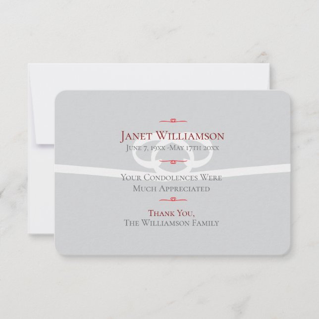 Memorial, cartão de agradecimento simples (Frente)