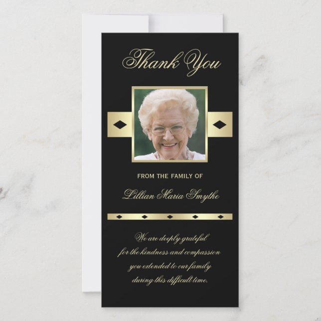 Memorial da Foto Obrigado Cartão com fotos Preto (Frente)