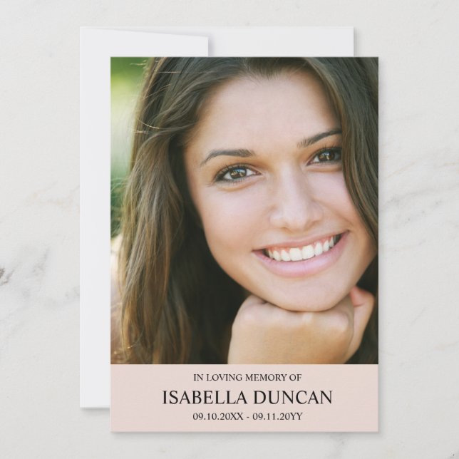 Memorial de Funeral | Rosa | Foto em memória amoro (Frente)