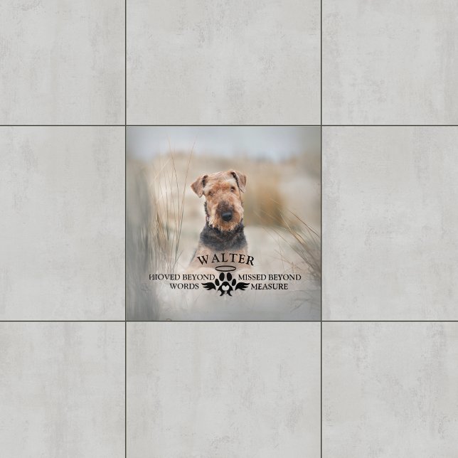 Memorial do Cachorro - Amado Além das Palavras - F (Dog Memorial - Loved Beyond Words - Custom Photo Ceramic Tile
)